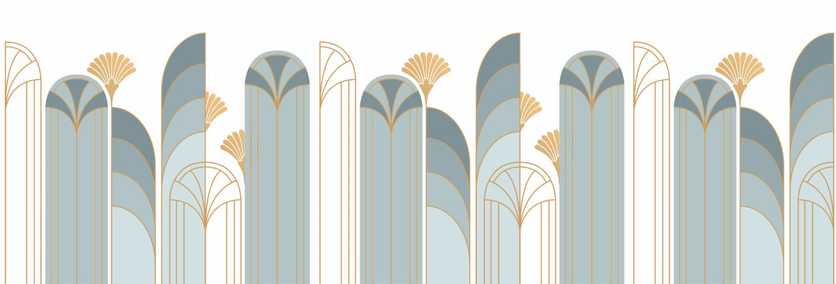Art Deco Arch Mural – blue – 500x170 cm