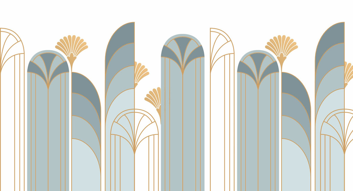 Art Deco Arch Mural – blue – 500x270 cm