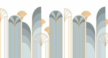 Art Deco Arch Mural – blue – 500x270 cm
