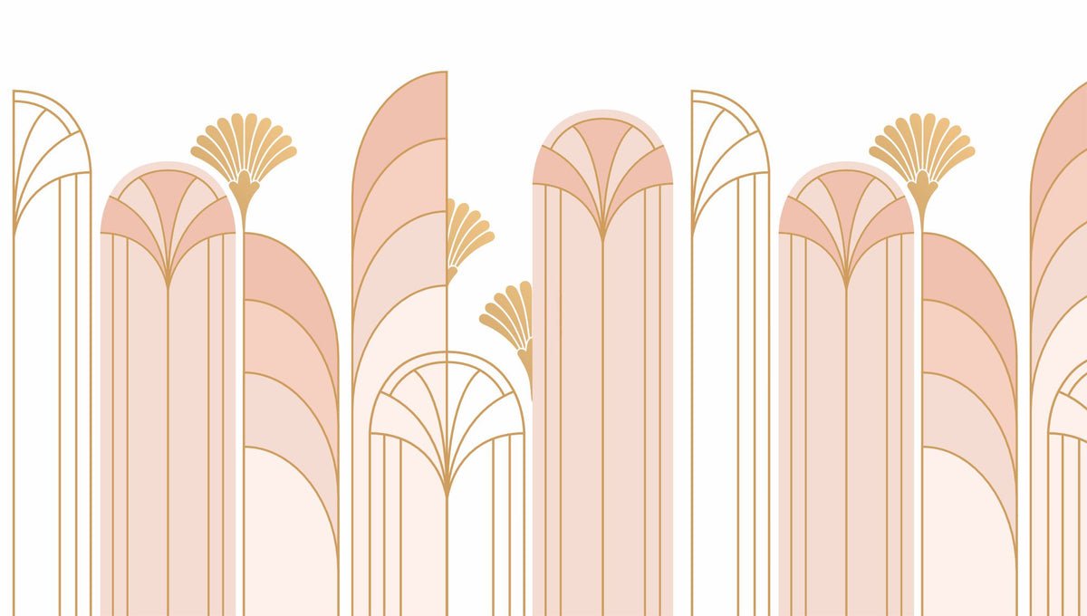 Art Deco Arch Mural – pink – 300x170 cm