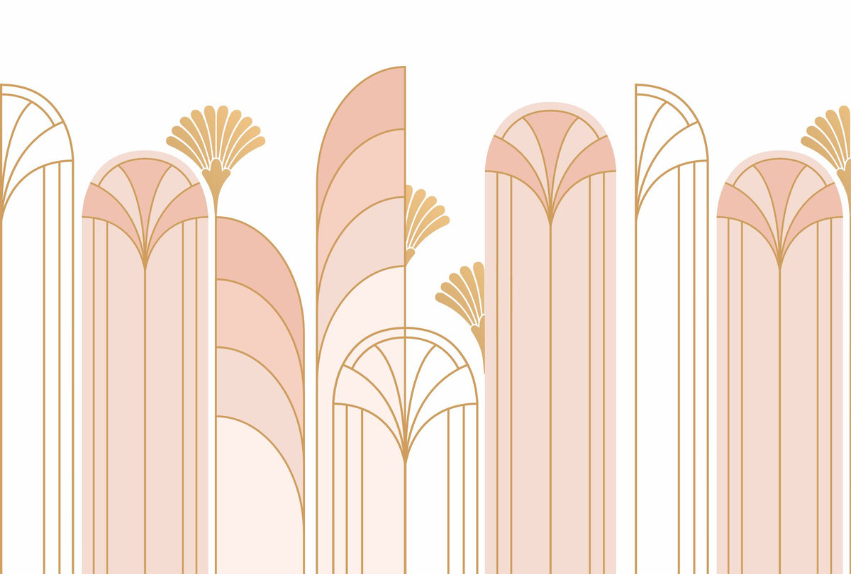 Art Deco Arch Mural – pink – 400x270 cm