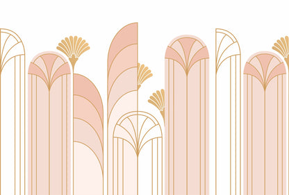 Art Deco Arch Mural – pink – 400x270 cm