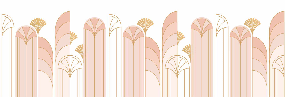 Art Deco Arch Mural – pink – 500x170 cm