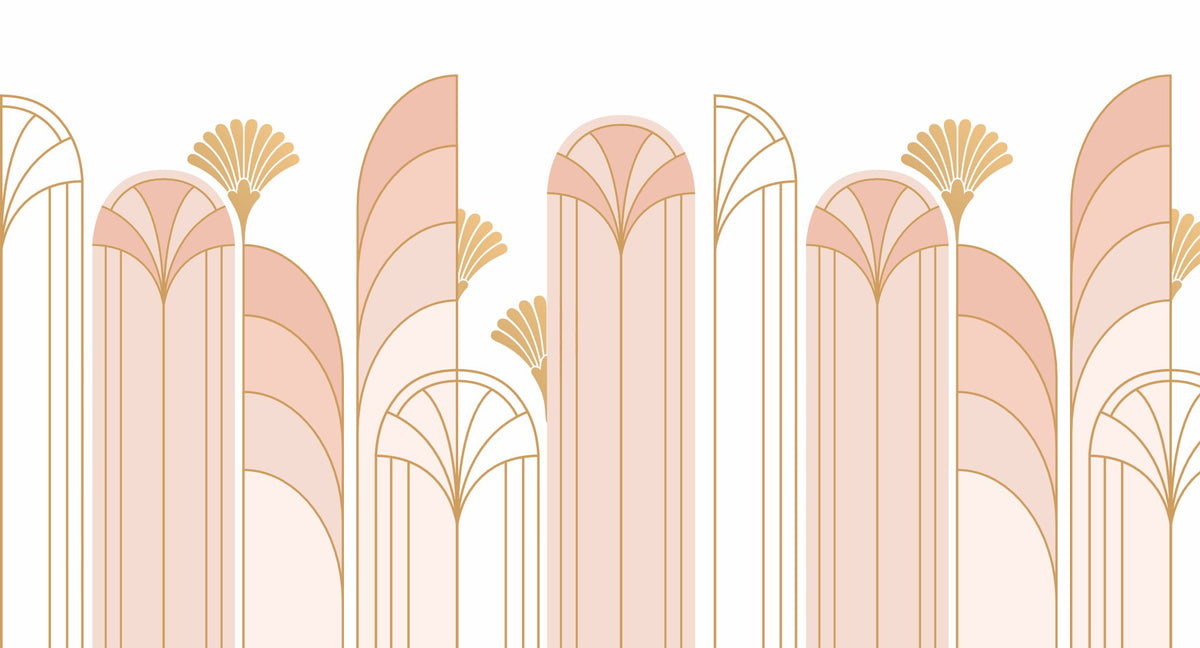 Art Deco Arch Mural – pink – 500x270 cm