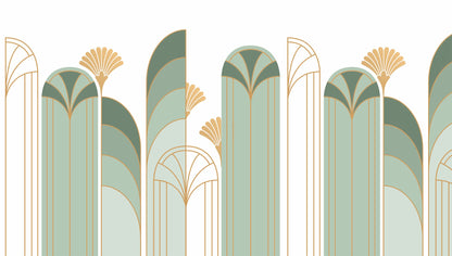 Art Deco Arch Mural – green – 300x170 cm