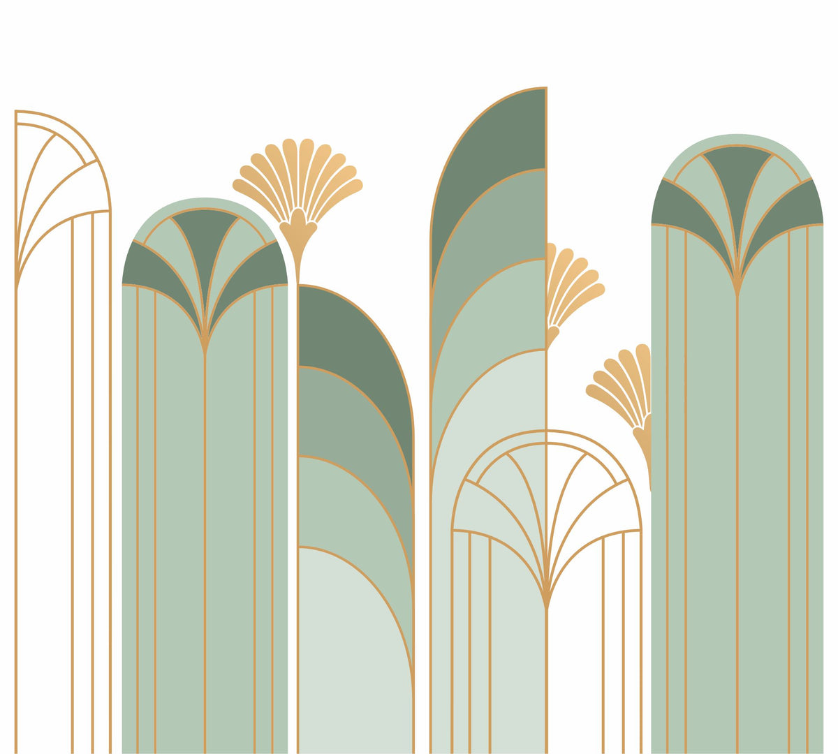 Art Deco Arch Mural – green – 300x270 cm