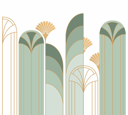 Art Deco Arch Mural – green – 300x270 cm