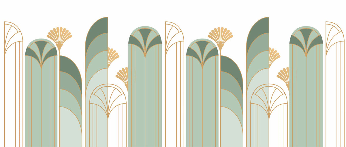 Art Deco Arch Mural – green – 400x170 cm