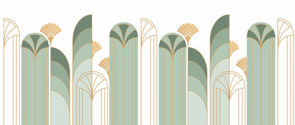 Art Deco Arch Mural – green – 400x170 cm