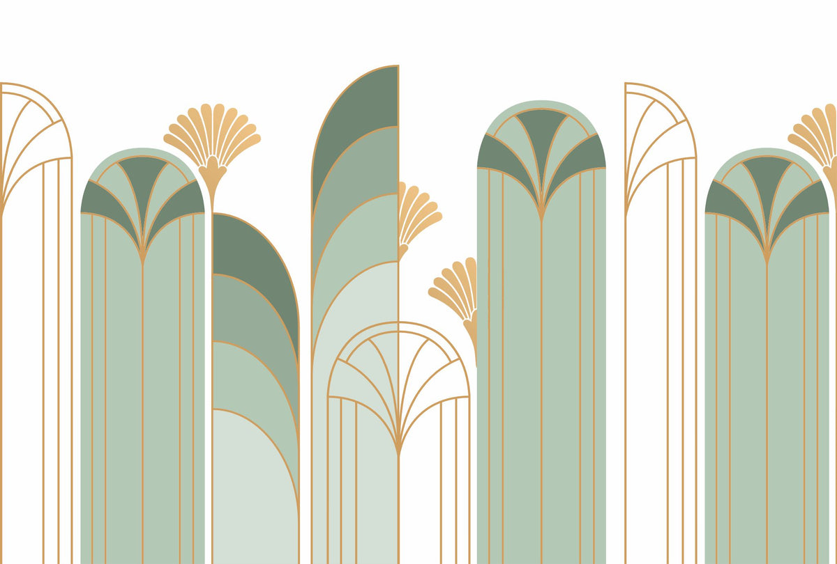 Art Deco Arch Mural – green – 400x270 cm