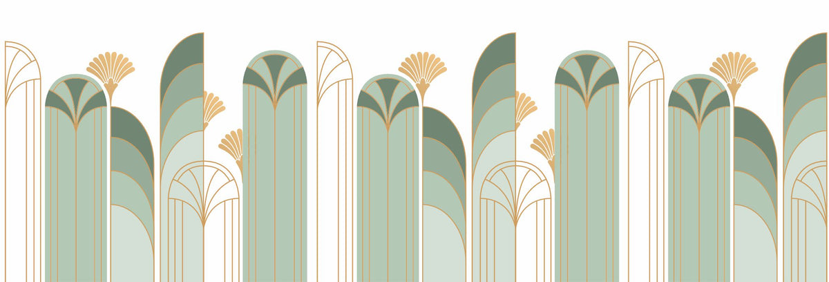 Art Deco Arch Mural – green – 500x170 cm
