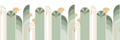 Art Deco Arch Mural – green – 500x170 cm