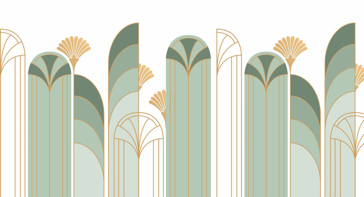 Art Deco Arch Mural – green – 500x270 cm