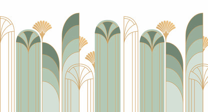 Art Deco Arch Mural – green – 500x270 cm