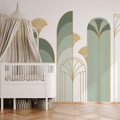 Art Deco Arch Mural – green