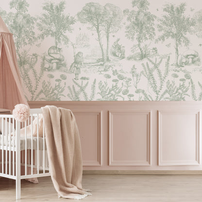 Arteo Alice Mural – green – half wall