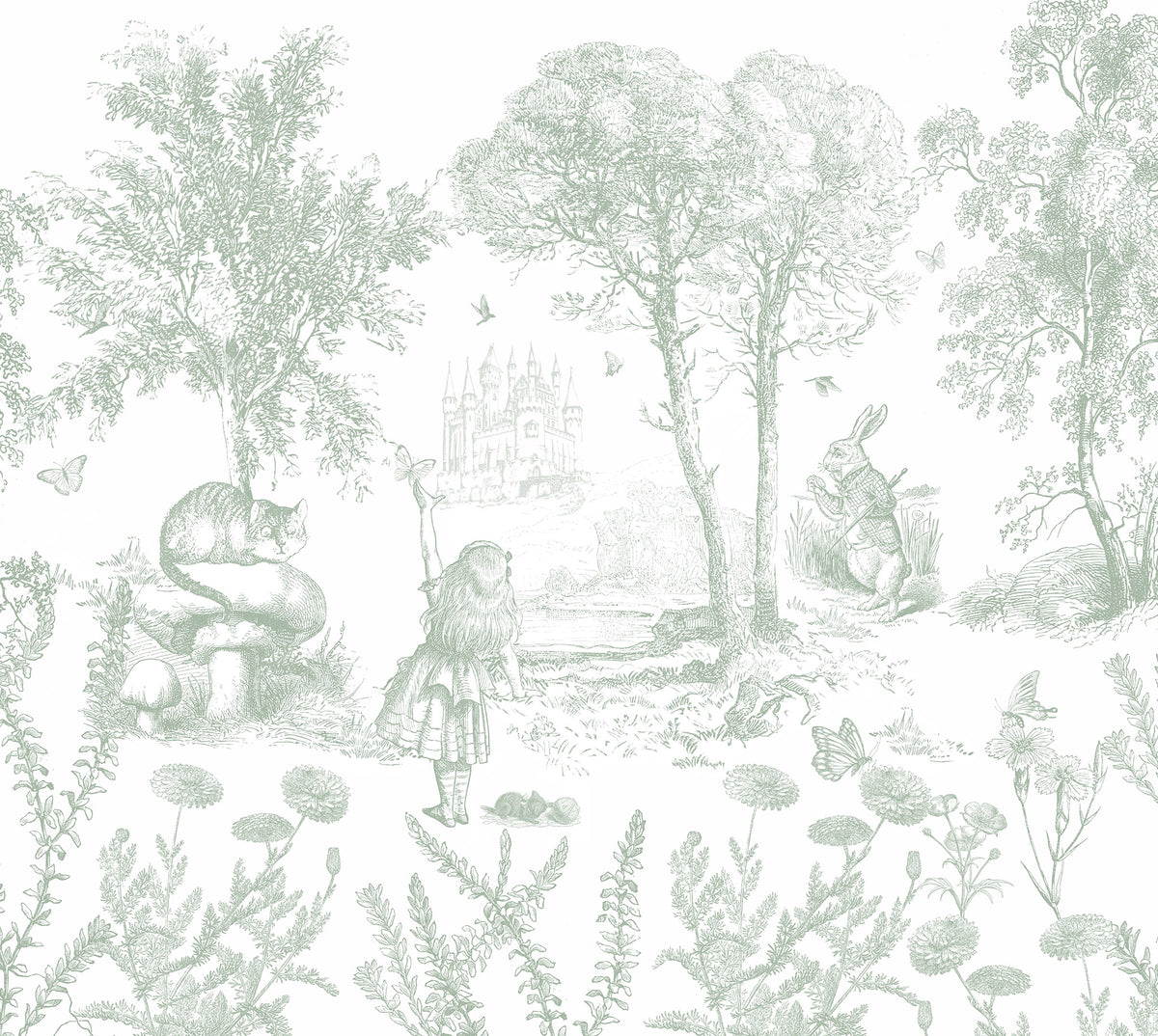 Arteo Alice Mural – green – 300x270 cm