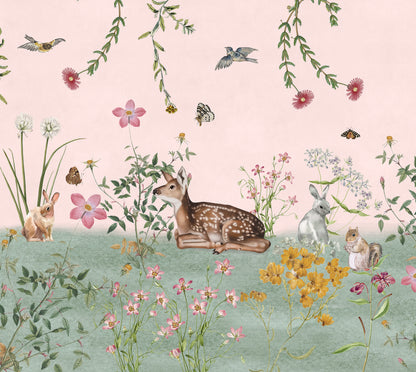 Mural de Parede Arteo Bosque – cor rosa – 300x270 cm