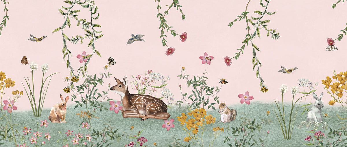 Mural de Parede Arteo Bosque – cor rosa – 400x170 cm