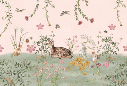 Mural de Parede Arteo Bosque – cor rosa – 400x270 cm