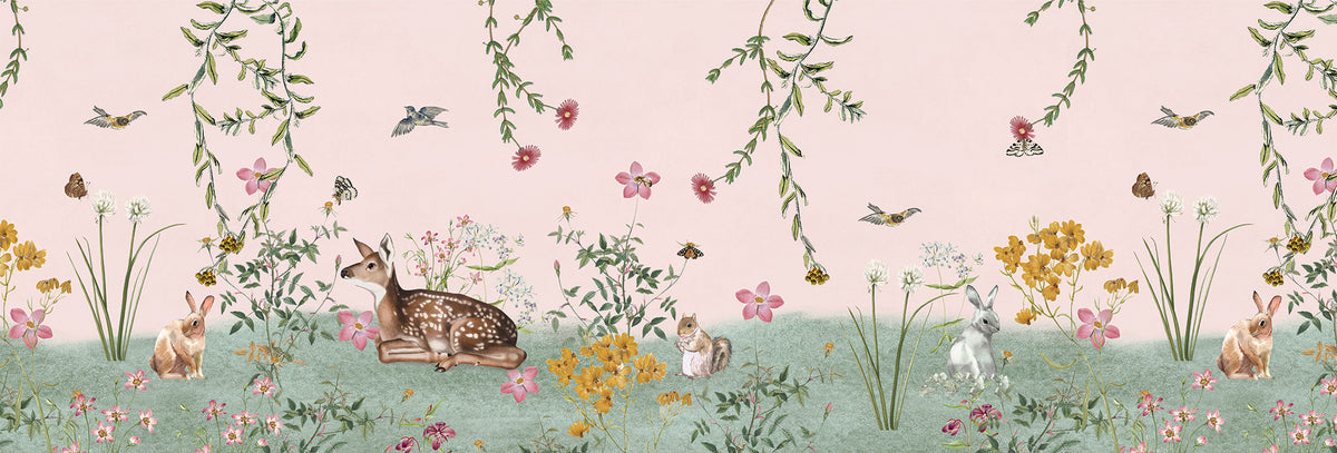 Mural de Parede Arteo Bosque – cor rosa – 500x170 cm