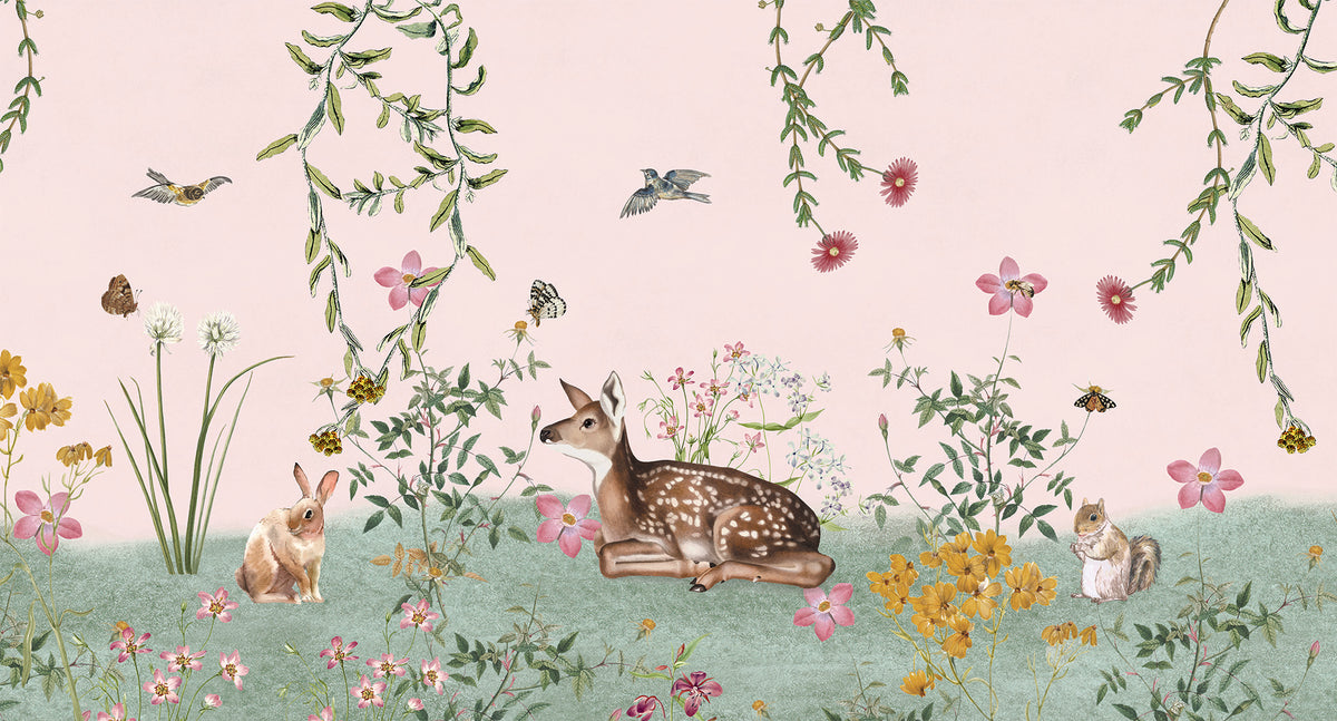 Mural de Parede Arteo Bosque – cor rosa – 500x270 cm