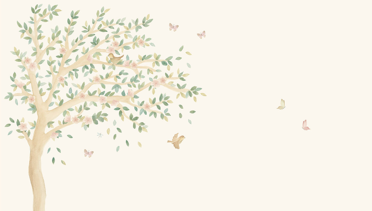 Cherry Blossom Tree Mural – beige – 300x170 cm
