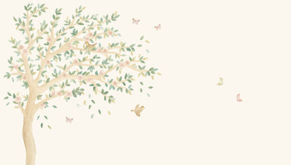 Cherry Blossom Tree Mural – beige – 300x170 cm