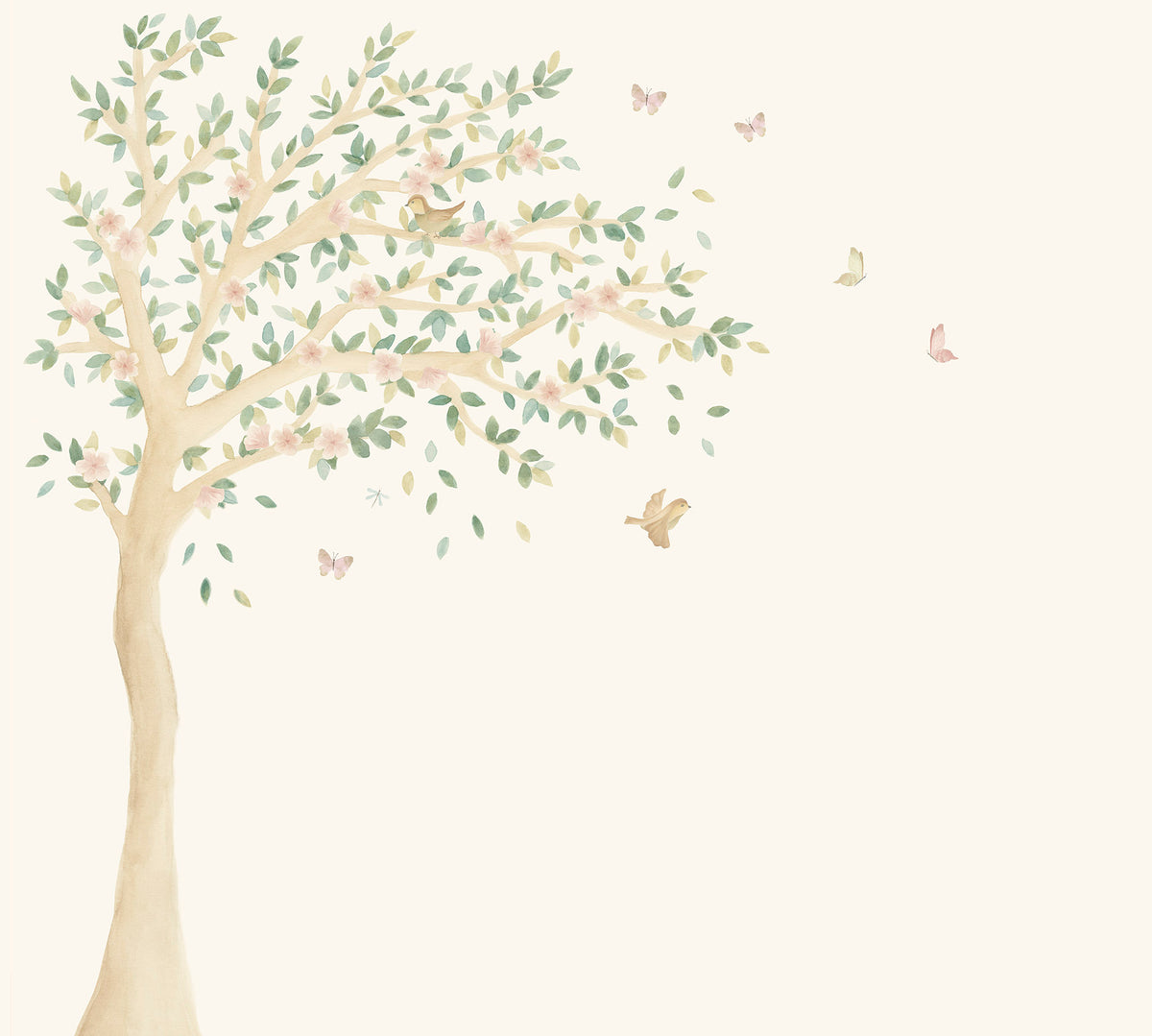Cherry Blossom Tree Mural – beige – 300x270 cm