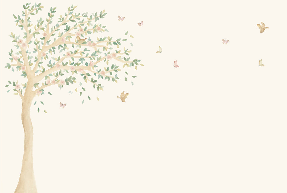 Cherry Blossom Tree Mural – beige – 400x270 cm