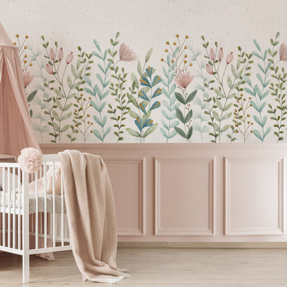 Enchanted Garden Border Mural – half wall