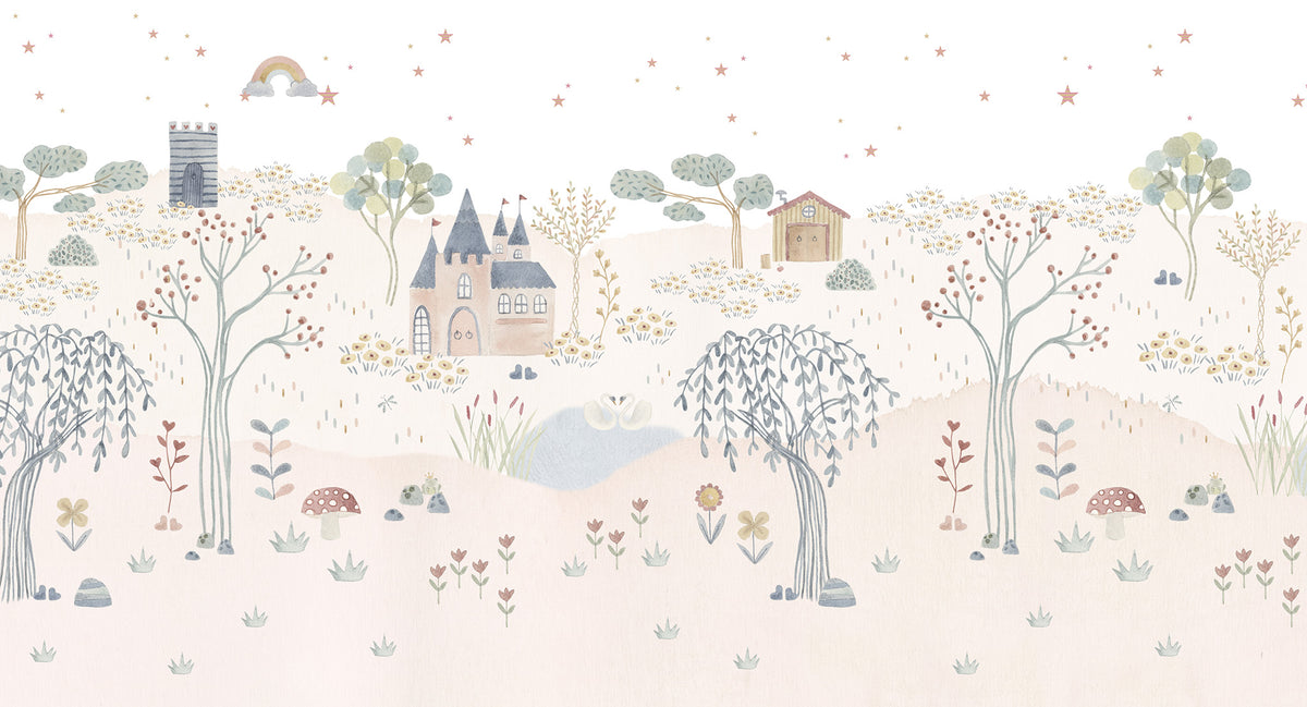Castle Mural – colorful – 400x170 cm