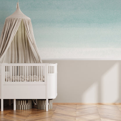 Watercolor Degrade Mural – green – half wall