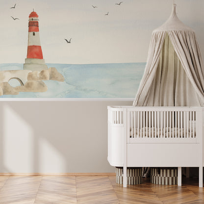 Beach Lighthouse Mural – half wall