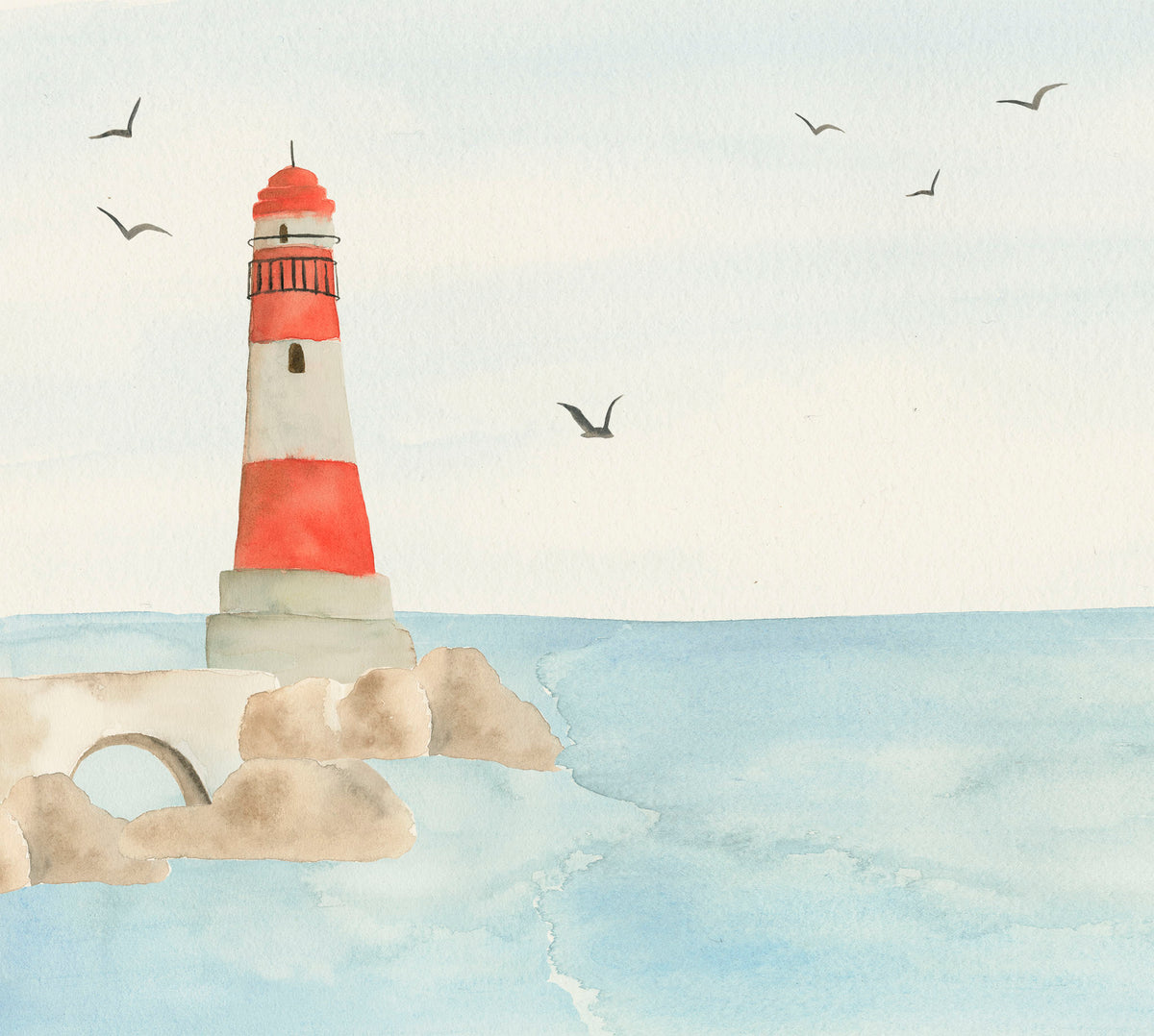 Beach Lighthouse Mural – colorful – 300x270 cm