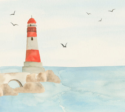Beach Lighthouse Mural – colorful – 300x270 cm