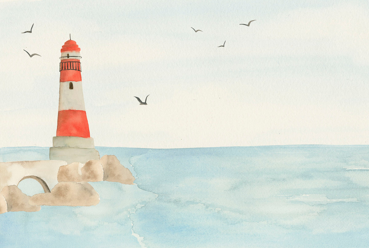 Beach Lighthouse Mural – colorful – 400x270 cm
