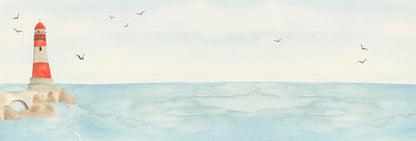 Beach Lighthouse Mural – colorful – 500x170 cm