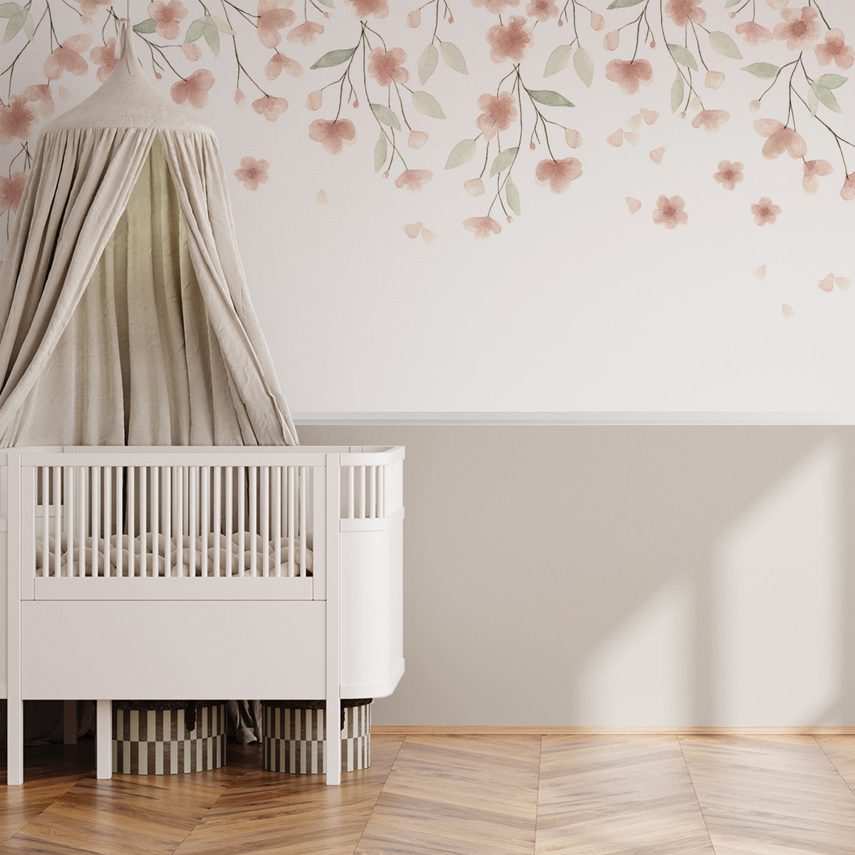 Floral Mural – salmon – half wall