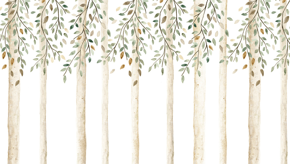 Autumn Forest Mural – green – 300x170 cm