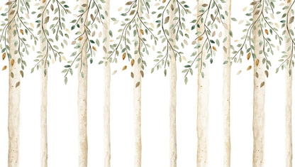 Autumn Forest Mural – green – 300x170 cm