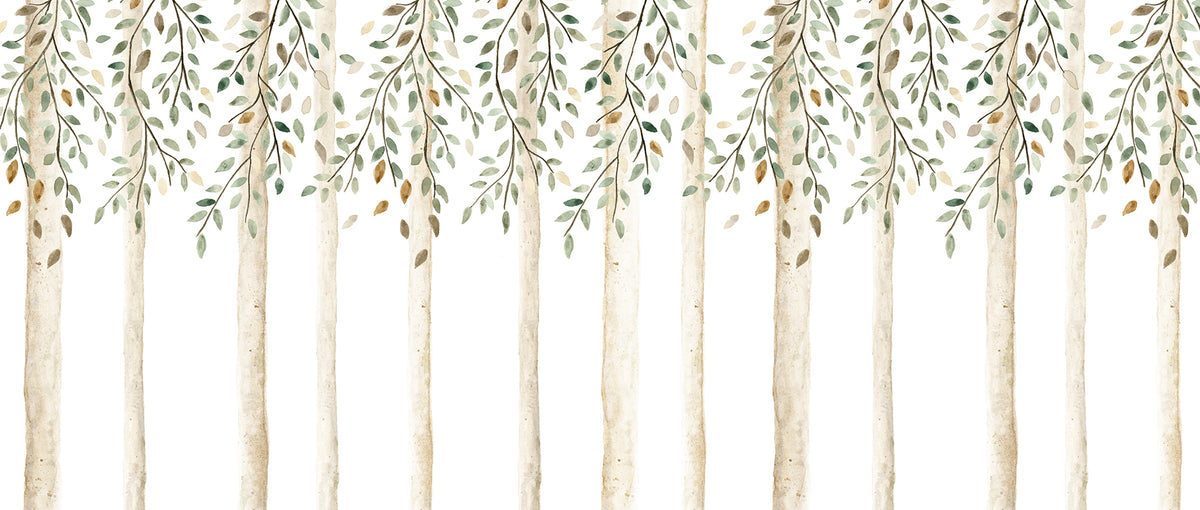 Autumn Forest Mural – green – 400x170 cm