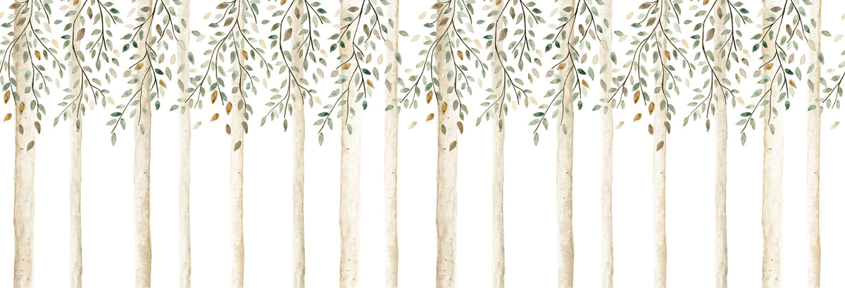 Autumn Forest Mural – green – 500x170 cm