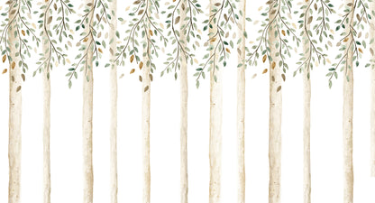 Autumn Forest Mural – green – 500x270 cm