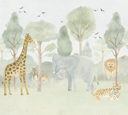 Forest with Animals Mural – green – 300x270 cm