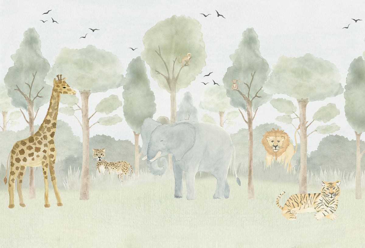 Forest with Animals Mural – green – 400x270 cm