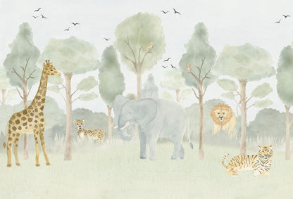 Forest with Animals Mural – green – 400x270 cm