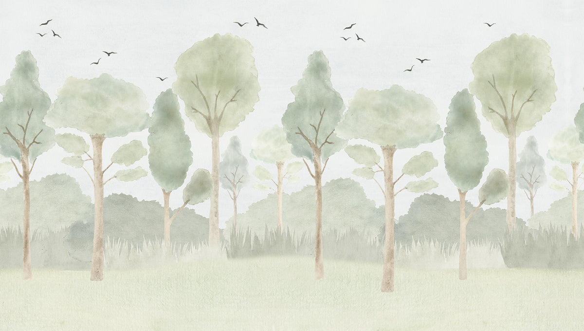 Forest Mural – green – 300x170 cm