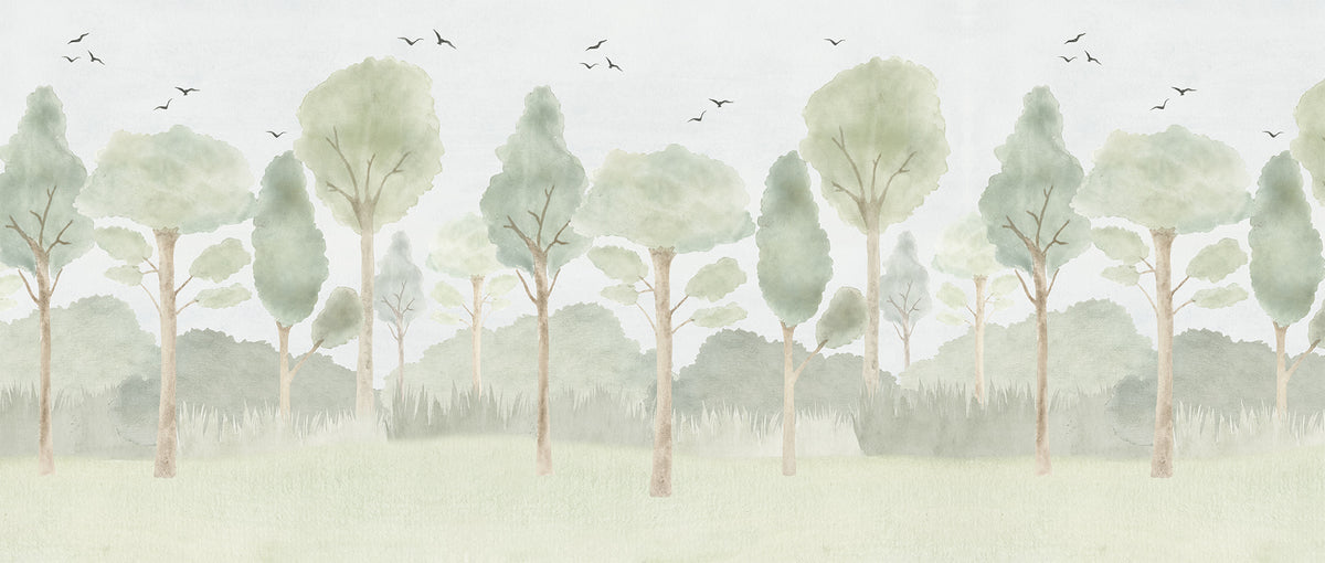 Forest Mural – green – 400x170 cm