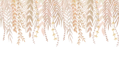 Watercolor Foliage Border Mural – beige – 300x170 cm